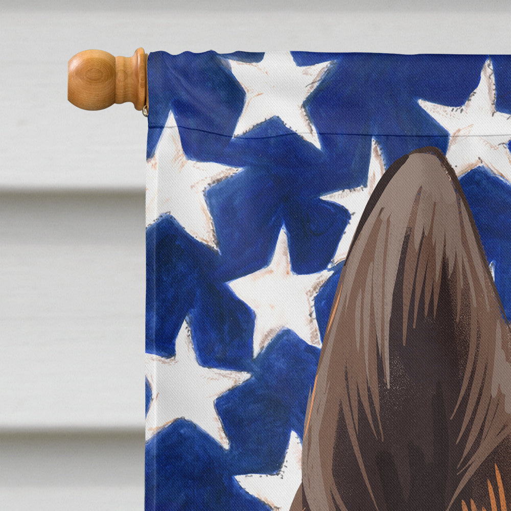 Plott Hound Dog American Flag House Flag 28x40 Porch Sleeve Pole Decorative Outside Yard Banner Artwork Wall Hanging, Polyester