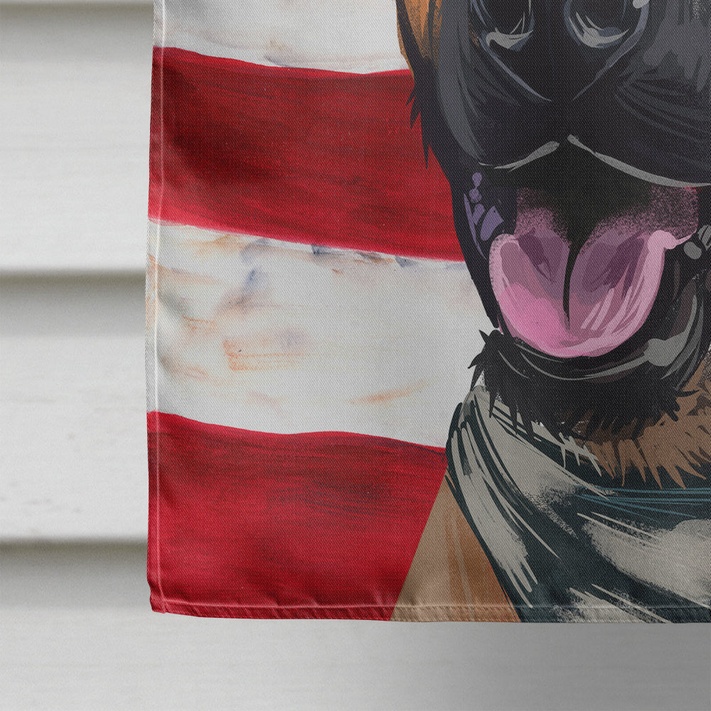 Plott Hound Dog American Flag House Flag 28x40 Porch Sleeve Pole Decorative Outside Yard Banner Artwork Wall Hanging, Polyester