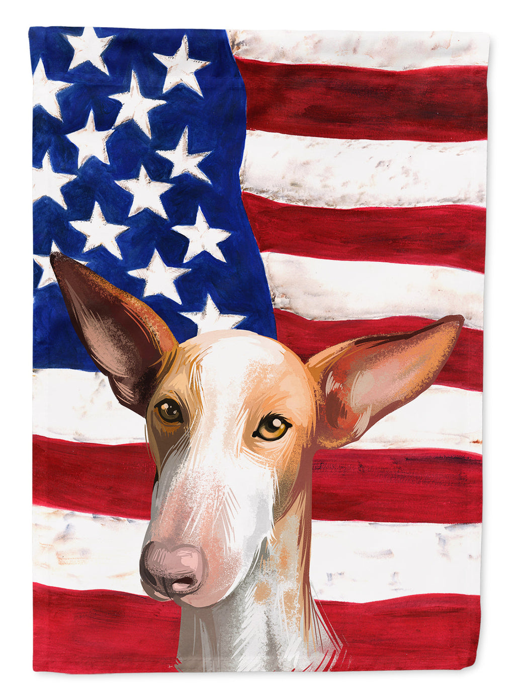 Podenco Canario Dog American Flag House Flag 28x40 Porch Sleeve Pole Decorative Outside Yard Banner Artwork Wall Hanging, Polyester