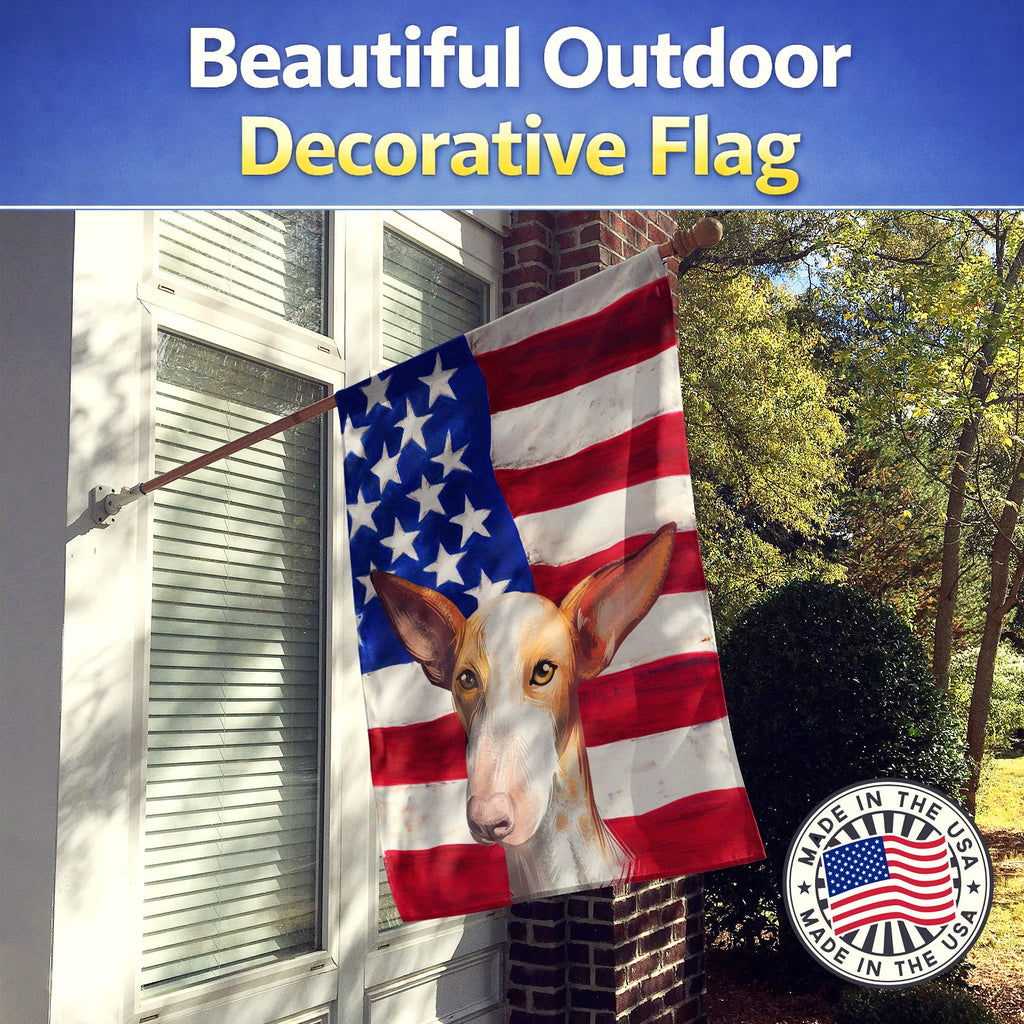 Podenco Canario Dog American Flag House Flag 28x40 Porch Sleeve Pole Decorative Outside Yard Banner Artwork Wall Hanging, Polyester