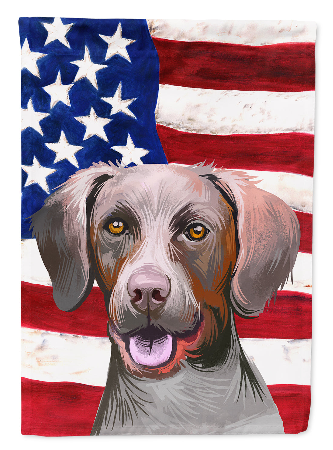 Pointer Dog American Flag House Flag 28x40 Porch Sleeve Pole Decorative Outside Yard Banner Artwork Wall Hanging, Polyester