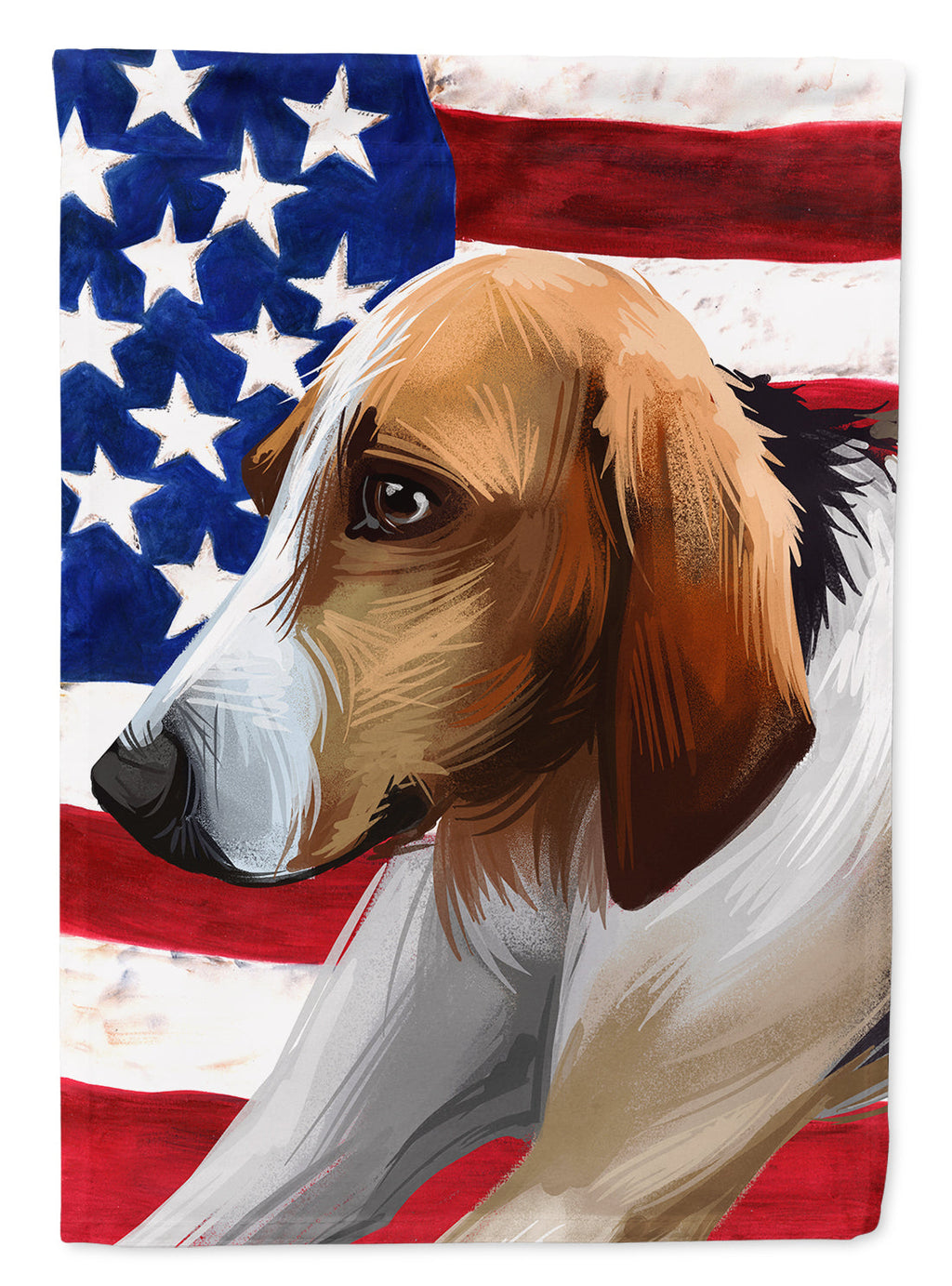 Poitevin Dog American Flag House Flag 28x40 Porch Sleeve Pole Decorative Outside Yard Banner Artwork Wall Hanging, Polyester