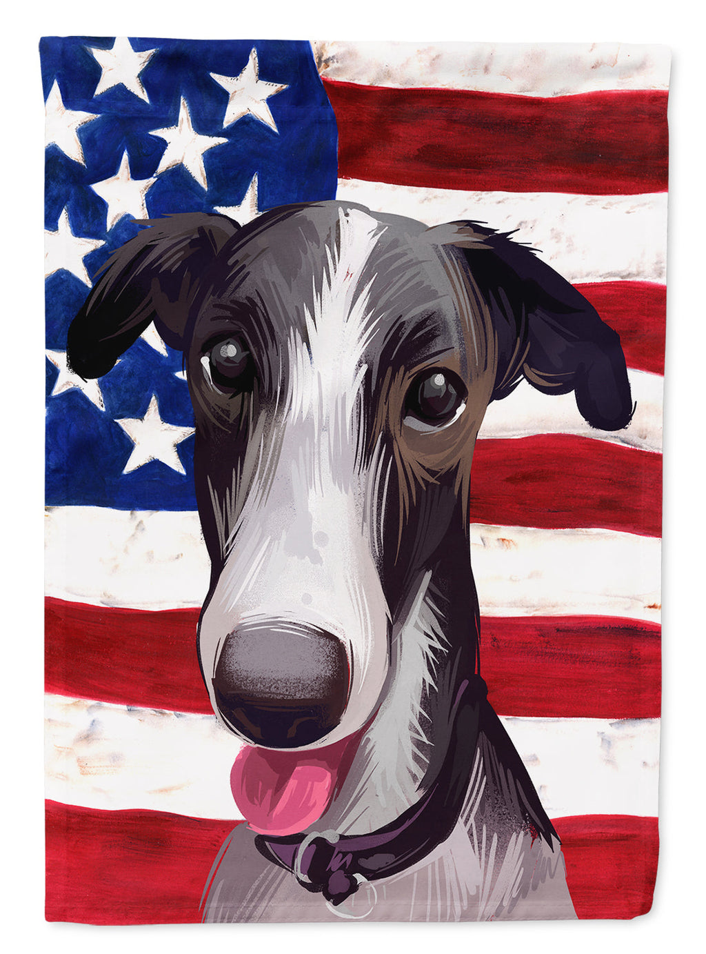 Polish Greyhound Dog American Flag House Flag 28x40 Porch Sleeve Pole Decorative Outside Yard Banner Artwork Wall Hanging, Polyester
