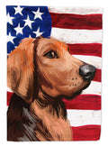 Polish Hound Dog American Flag House Flag 28x40 Porch Sleeve Pole Decorative Outside Yard Banner Artwork Wall Hanging, Polyester