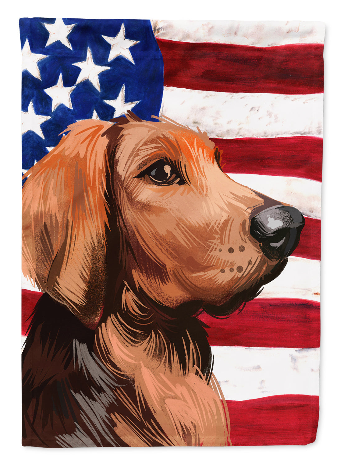 Polish Hound Dog American Flag House Flag 28x40 Porch Sleeve Pole Decorative Outside Yard Banner Artwork Wall Hanging, Polyester