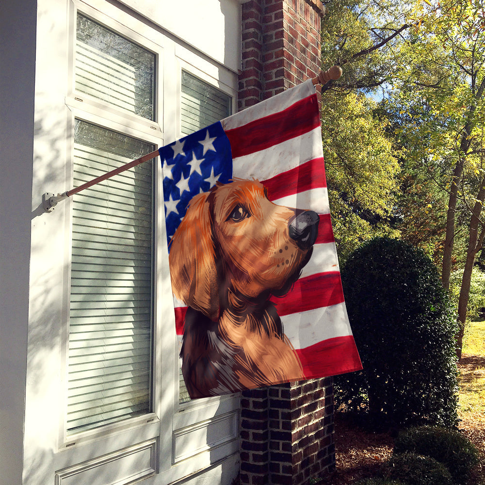 Polish Hound Dog American Flag House Flag 28x40 Porch Sleeve Pole Decorative Outside Yard Banner Artwork Wall Hanging, Polyester