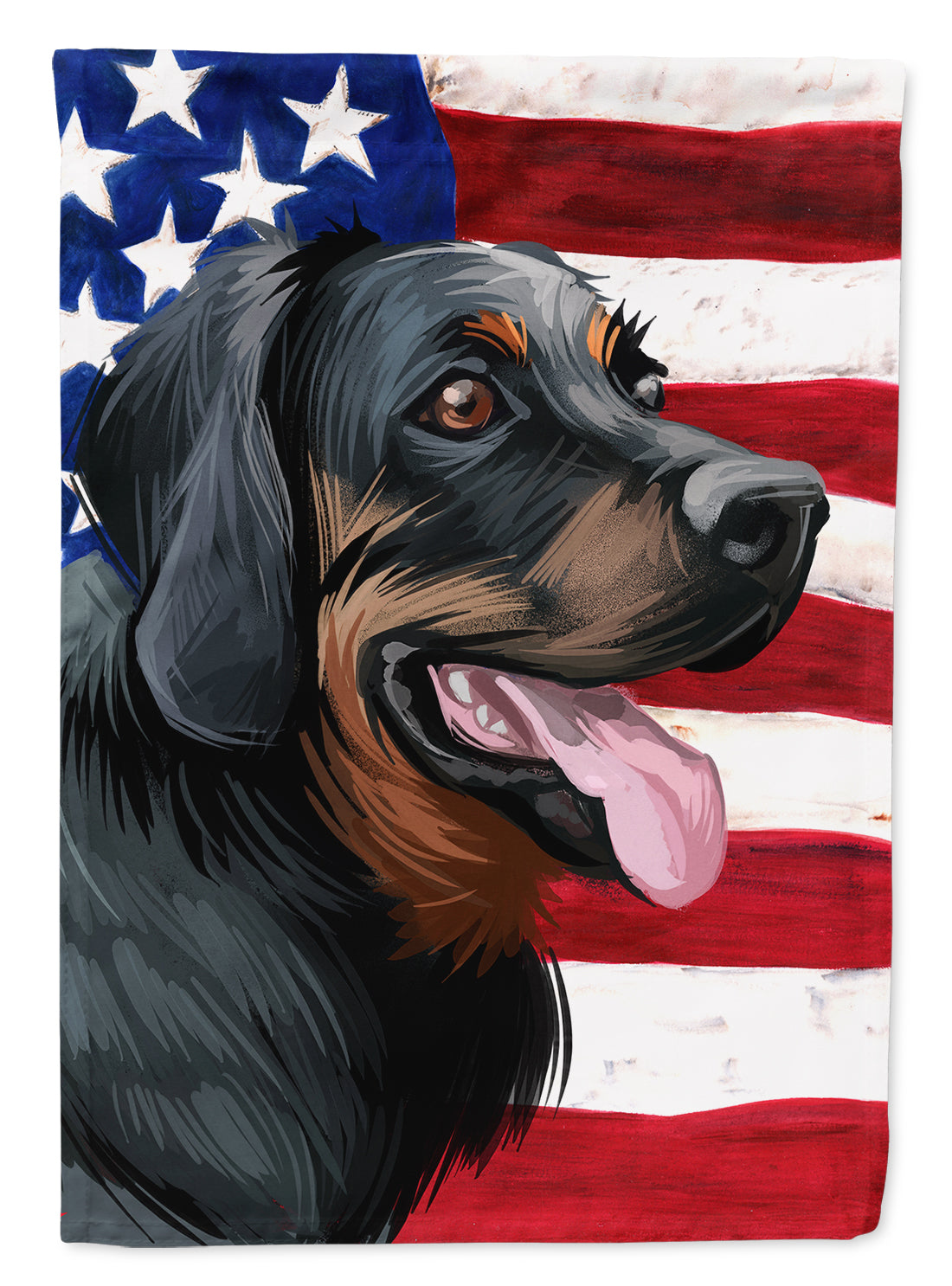 Polish Hunting Dog American Flag House Flag 28x40 Porch Sleeve Pole Decorative Outside Yard Banner Artwork Wall Hanging, Polyester
