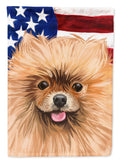 Pomeranian Dog American Flag House Flag 28x40 Porch Sleeve Pole Decorative Outside Yard Banner Artwork Wall Hanging, Polyester