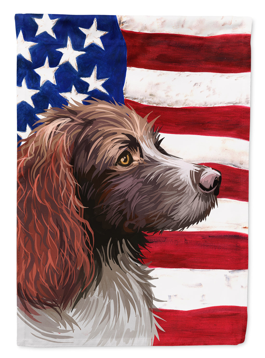 Pont-Audemer Spaniel Dog American Flag House Flag 28x40 Porch Sleeve Pole Decorative Outside Yard Banner Artwork Wall Hanging, Polyester