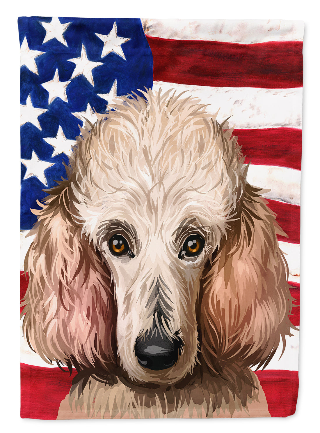 Poodle Dog American Flag House Flag 28x40 Porch Sleeve Pole Decorative Outside Yard Banner Artwork Wall Hanging, Polyester