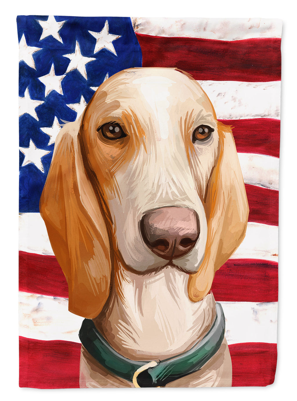 Porcelaine Dog American Flag House Flag 28x40 Porch Sleeve Pole Decorative Outside Yard Banner Artwork Wall Hanging, Polyester