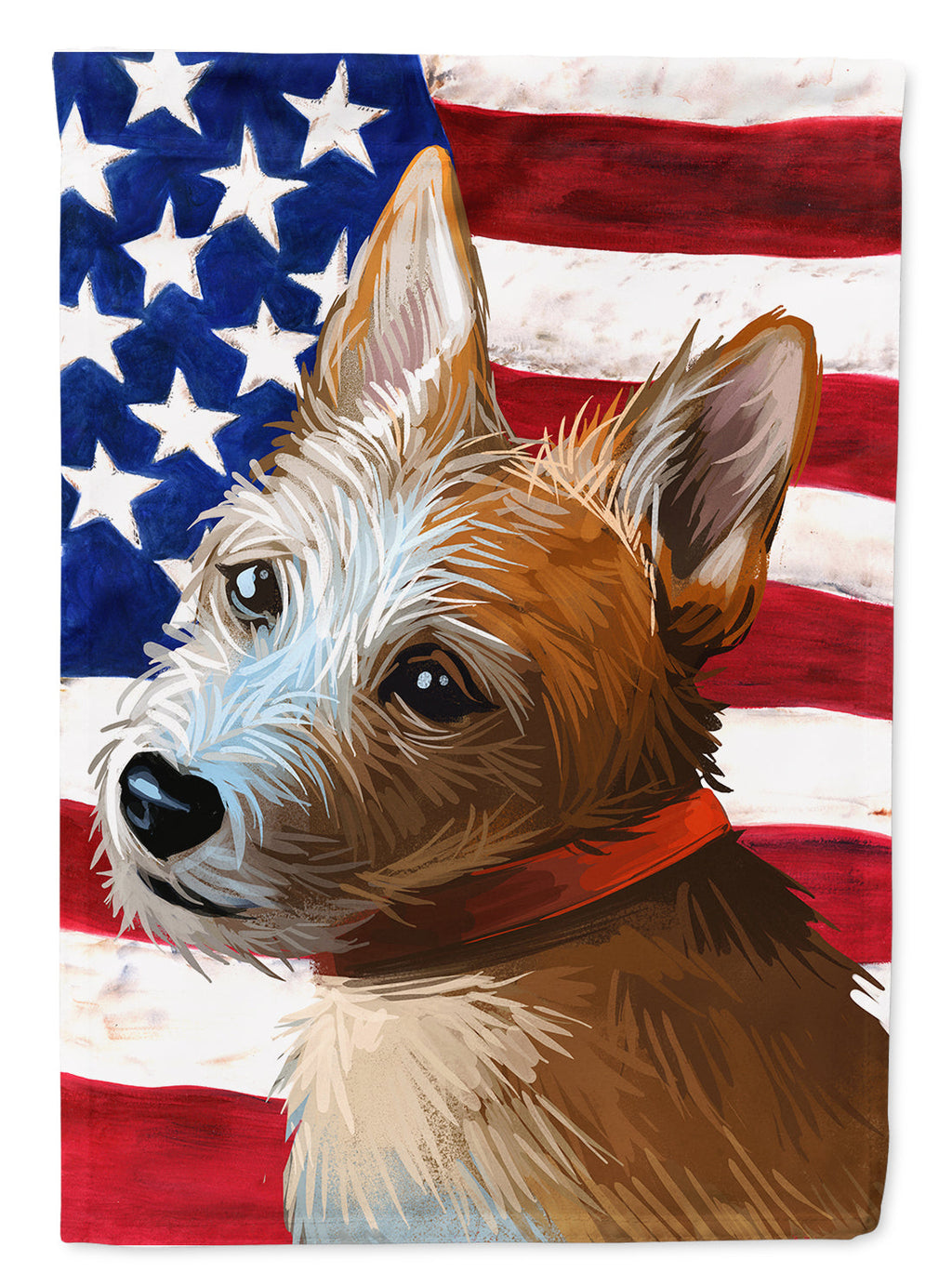 Portuguese Podengo Dog American Flag House Flag 28x40 Porch Sleeve Pole Decorative Outside Yard Banner Artwork Wall Hanging, Polyester