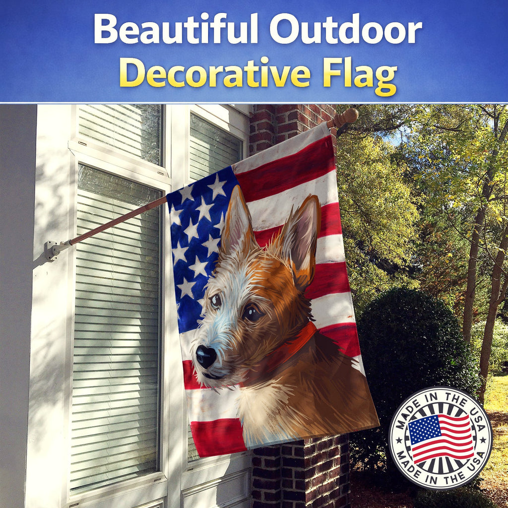 Portuguese Podengo Dog American Flag House Flag 28x40 Porch Sleeve Pole Decorative Outside Yard Banner Artwork Wall Hanging, Polyester