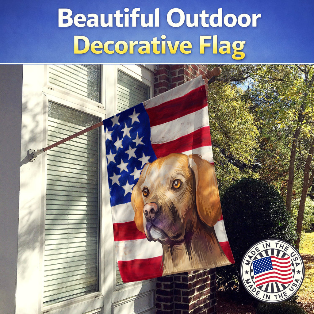 Portuguese Pointer Dog American Flag House Flag 28x40 Porch Sleeve Pole Decorative Outside Yard Banner Artwork Wall Hanging, Polyester