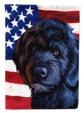 Portuguese Water Dog American Flag House Flag 28x40 Porch Sleeve Pole Decorative Outside Yard Banner Artwork Wall Hanging, Polyester
