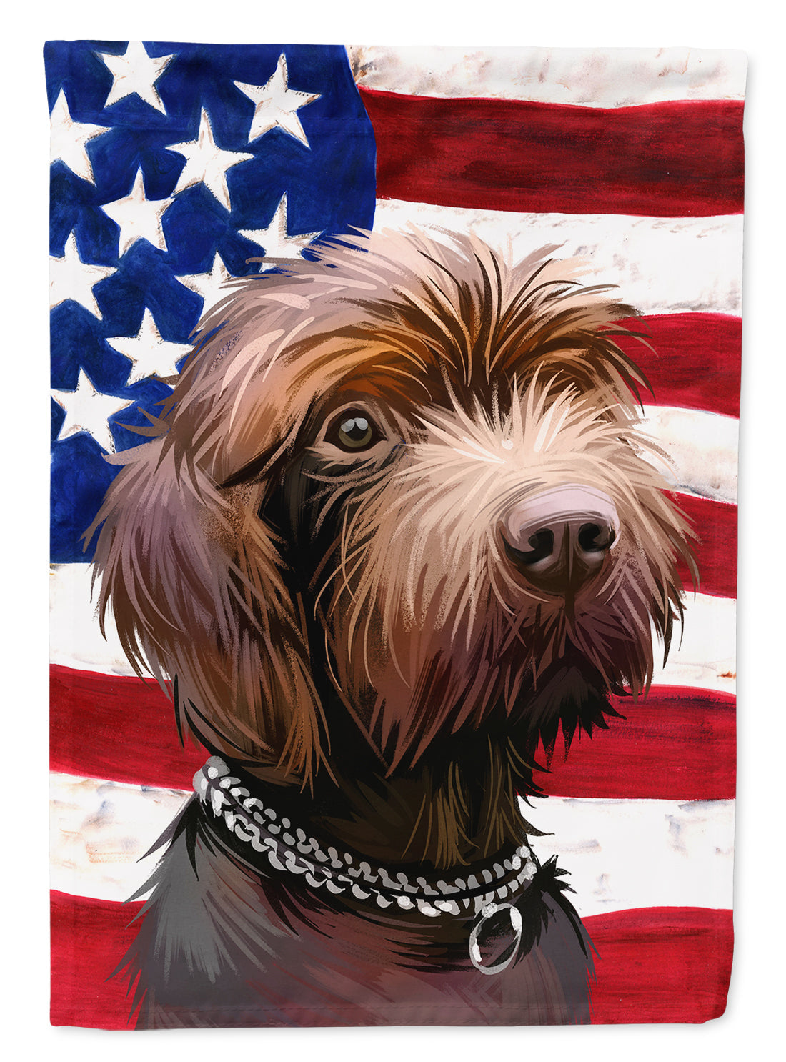 Pudelpointer Dog American Flag House Flag 28x40 Porch Sleeve Pole Decorative Outside Yard Banner Artwork Wall Hanging, Polyester
