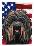Puli Dog American Flag House Flag 28x40 Porch Sleeve Pole Decorative Outside Yard Banner Artwork Wall Hanging, Polyester