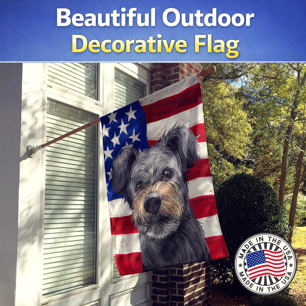 Pumi Dog American Flag House Flag 28x40 Porch Sleeve Pole Decorative Outside Yard Banner Artwork Wall Hanging, Polyester
