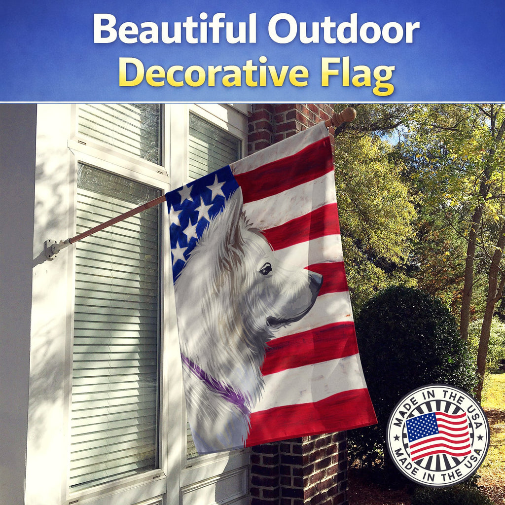 Pungsan Poongsan Dog American Flag House Flag 28x40 Porch Sleeve Pole Decorative Outside Yard Banner Artwork Wall Hanging, Polyester