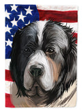 Pyrenean Mastiff Dog American Flag House Flag 28x40 Porch Sleeve Pole Decorative Outside Yard Banner Artwork Wall Hanging, Polyester