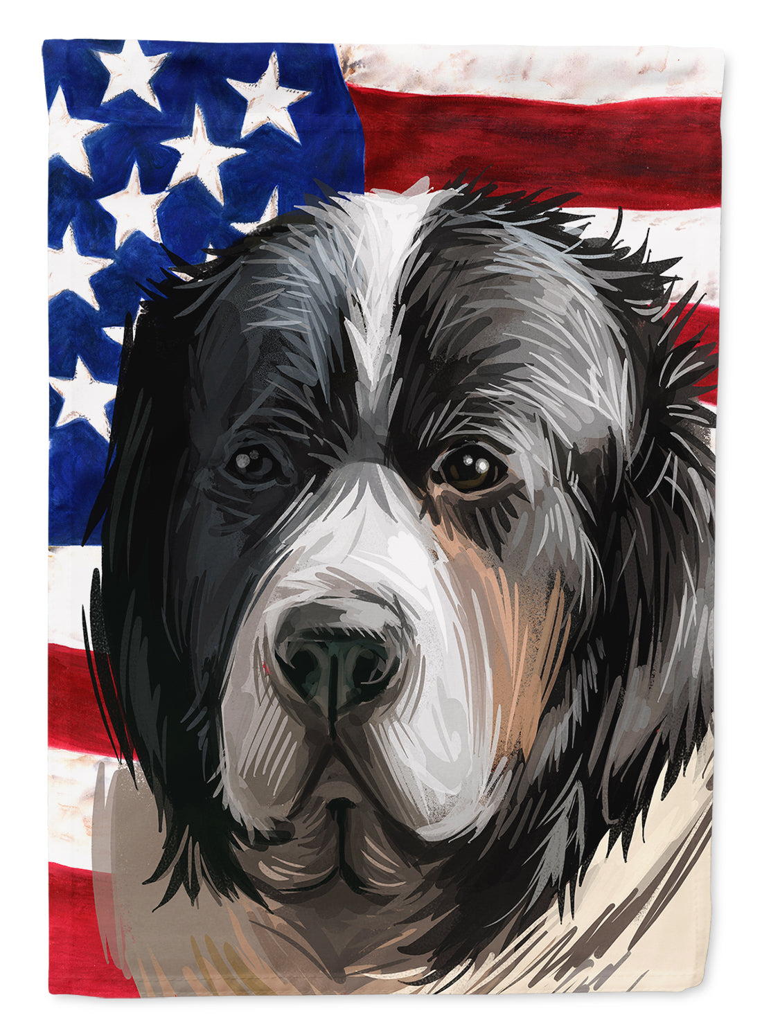 Pyrenean Mastiff Dog American Flag House Flag 28x40 Porch Sleeve Pole Decorative Outside Yard Banner Artwork Wall Hanging, Polyester