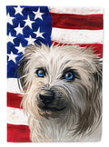 Pyrenean Shepherd Dog American Flag House Flag 28x40 Porch Sleeve Pole Decorative Outside Yard Banner Artwork Wall Hanging, Polyester