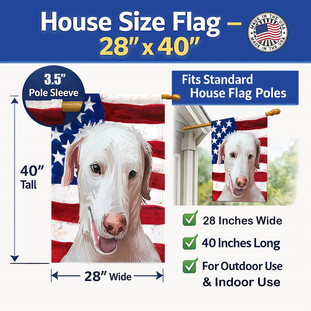 Rajapalayam Poligar hound American Flag House Flag 28x40 Porch Sleeve Pole Decorative Outside Yard Banner Artwork Wall Hanging, Polyester