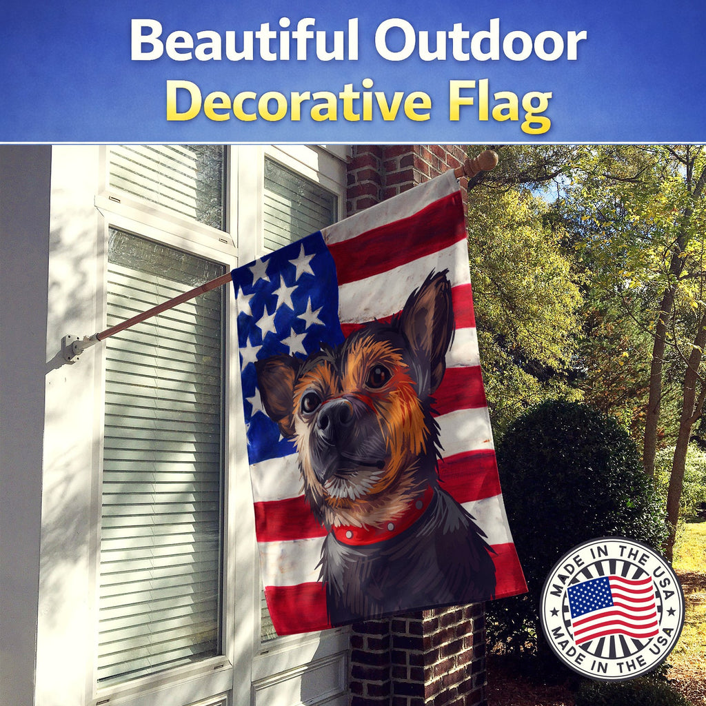 Murcian Ratter Dog American Flag House Flag 28x40 Porch Sleeve Pole Decorative Outside Yard Banner Artwork Wall Hanging, Polyester
