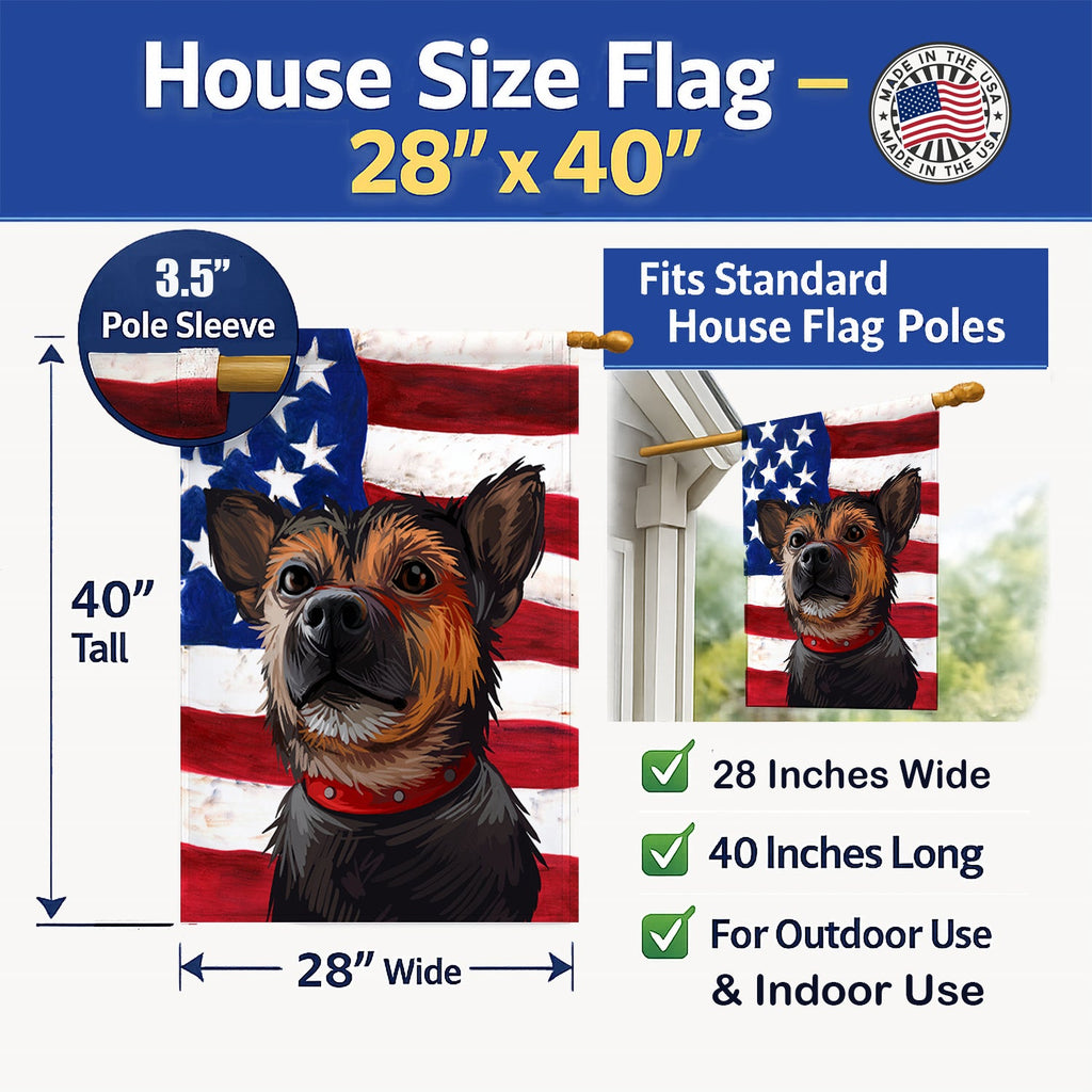 Murcian Ratter Dog American Flag House Flag 28x40 Porch Sleeve Pole Decorative Outside Yard Banner Artwork Wall Hanging, Polyester