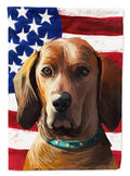 Redbone Coonhound Dog American Flag House Flag 28x40 Porch Sleeve Pole Decorative Outside Yard Banner Artwork Wall Hanging, Polyester