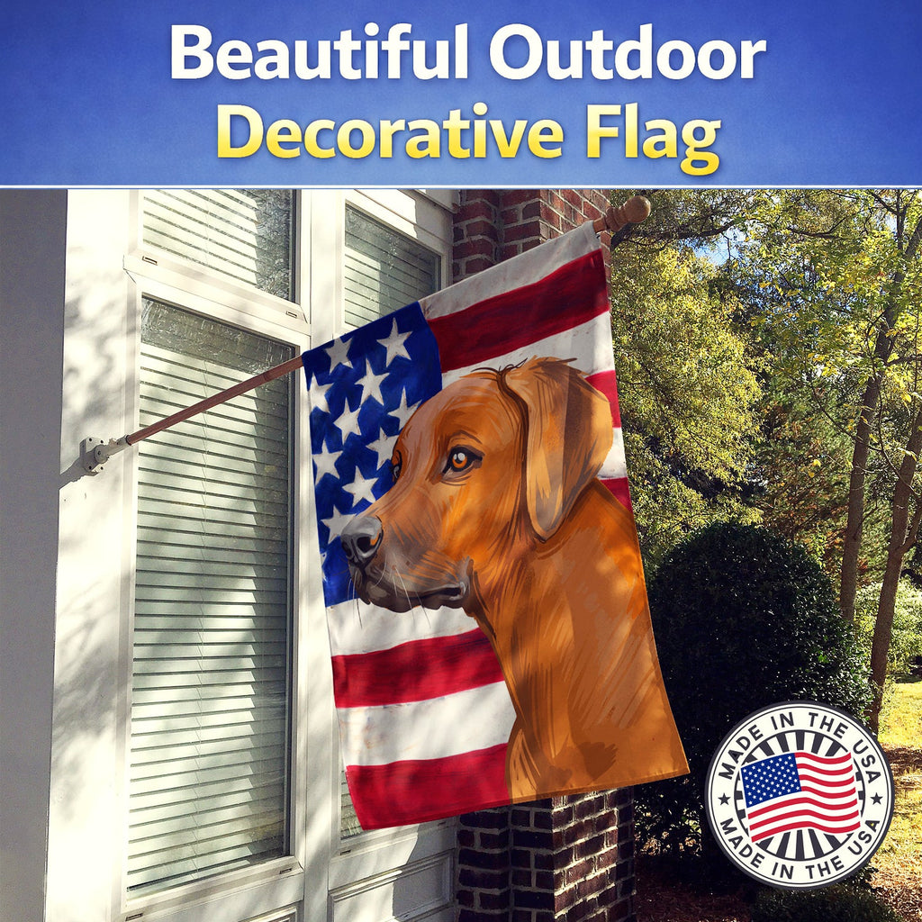 Rhodesian Ridgeback Dog American Flag House Flag 28x40 Porch Sleeve Pole Decorative Outside Yard Banner Artwork Wall Hanging, Polyester