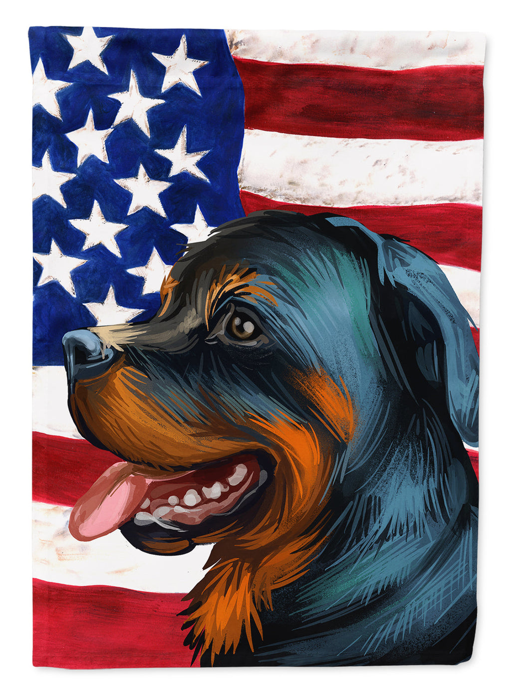 Rottweiler Dog American Flag House Flag 28x40 Porch Sleeve Pole Decorative Outside Yard Banner Artwork Wall Hanging, Polyester