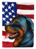 Rottweiler Dog American Flag House Flag 28x40 Porch Sleeve Pole Decorative Outside Yard Banner Artwork Wall Hanging, Polyester