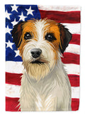 Russell Terrier Dog American Flag House Flag 28x40 Porch Sleeve Pole Decorative Outside Yard Banner Artwork Wall Hanging, Polyester