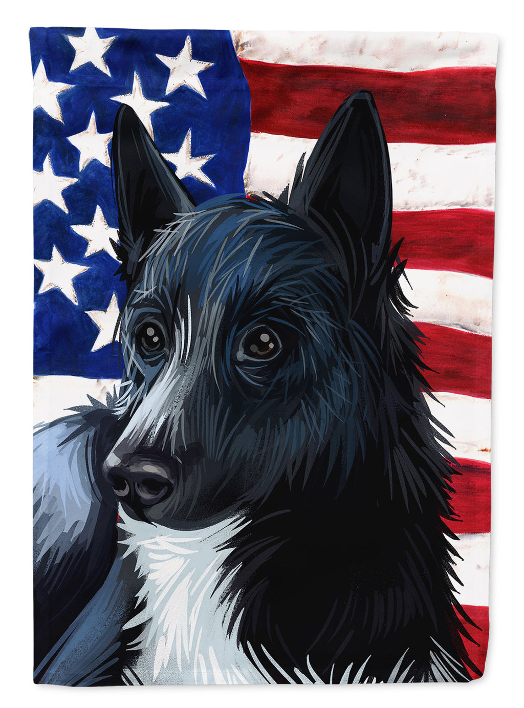 Russo-European Laika Dog American Flag House Flag 28x40 Porch Sleeve Pole Decorative Outside Yard Banner Artwork Wall Hanging, Polyester