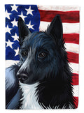 Russo-European Laika Dog American Flag House Flag 28x40 Porch Sleeve Pole Decorative Outside Yard Banner Artwork Wall Hanging, Polyester