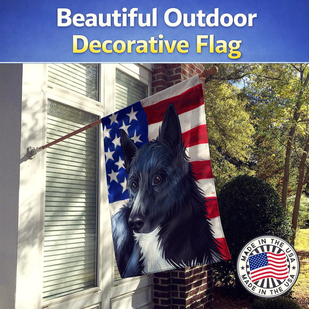 Russo-European Laika Dog American Flag House Flag 28x40 Porch Sleeve Pole Decorative Outside Yard Banner Artwork Wall Hanging, Polyester