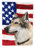 Saarloos Wolfdog Dog American Flag House Flag 28x40 Porch Sleeve Pole Decorative Outside Yard Banner Artwork Wall Hanging, Polyester