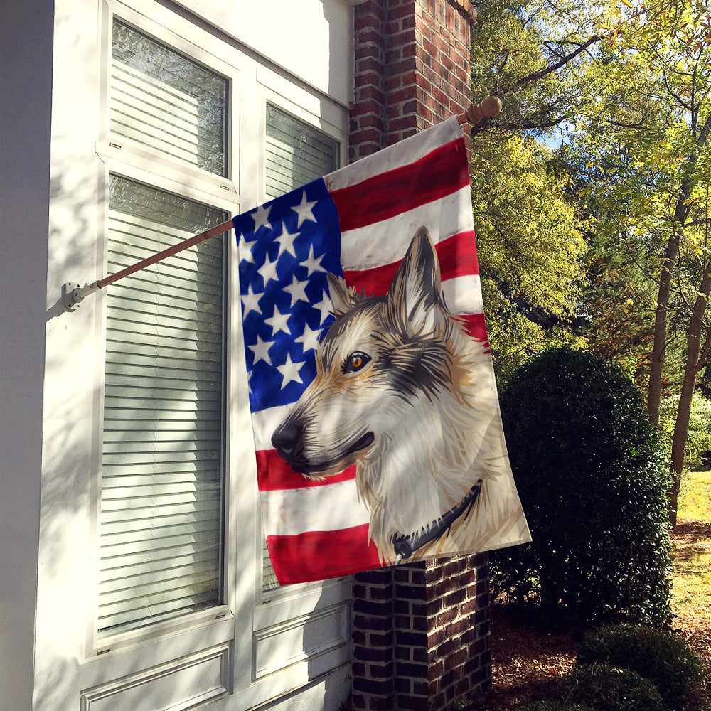 Saarloos Wolfdog Dog American Flag House Flag 28x40 Porch Sleeve Pole Decorative Outside Yard Banner Artwork Wall Hanging, Polyester