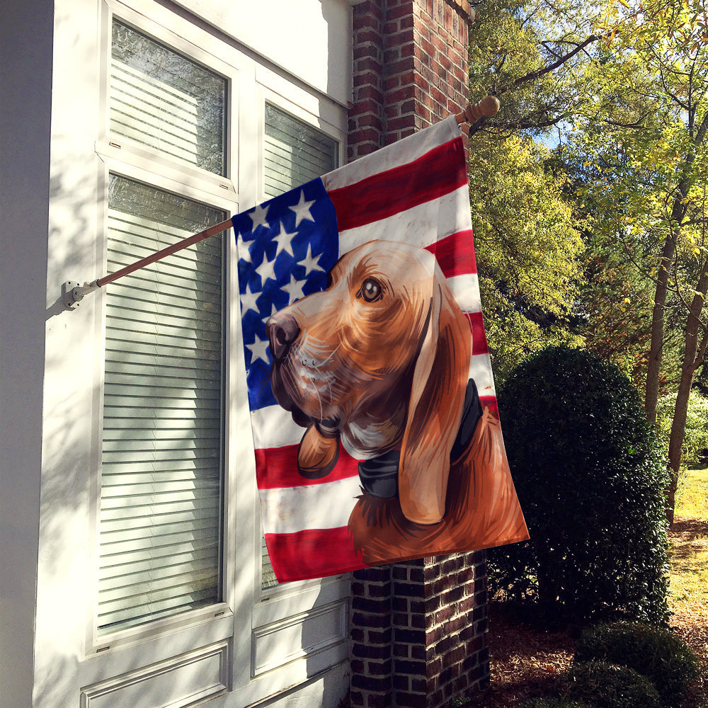 Sabueso Espanol Dog American Flag House Flag 28x40 Porch Sleeve Pole Decorative Outside Yard Banner Artwork Wall Hanging, Polyester