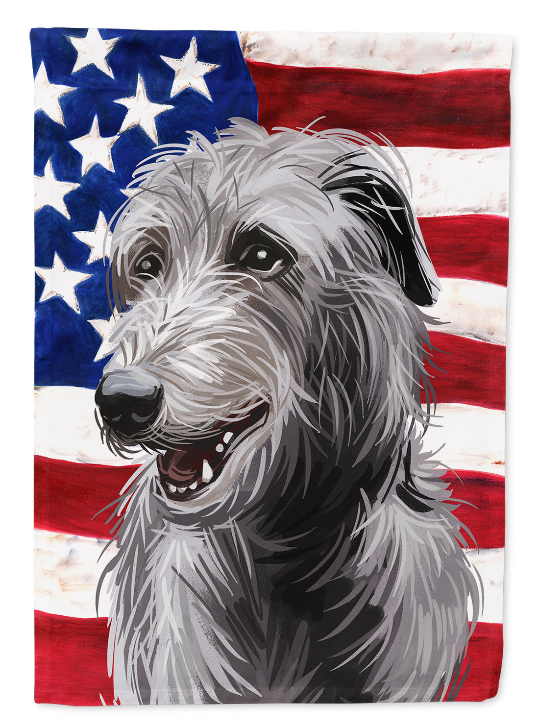 Scottish Deerhound Dog American Flag House Flag 28x40 Porch Sleeve Pole Decorative Outside Yard Banner Artwork Wall Hanging, Polyester