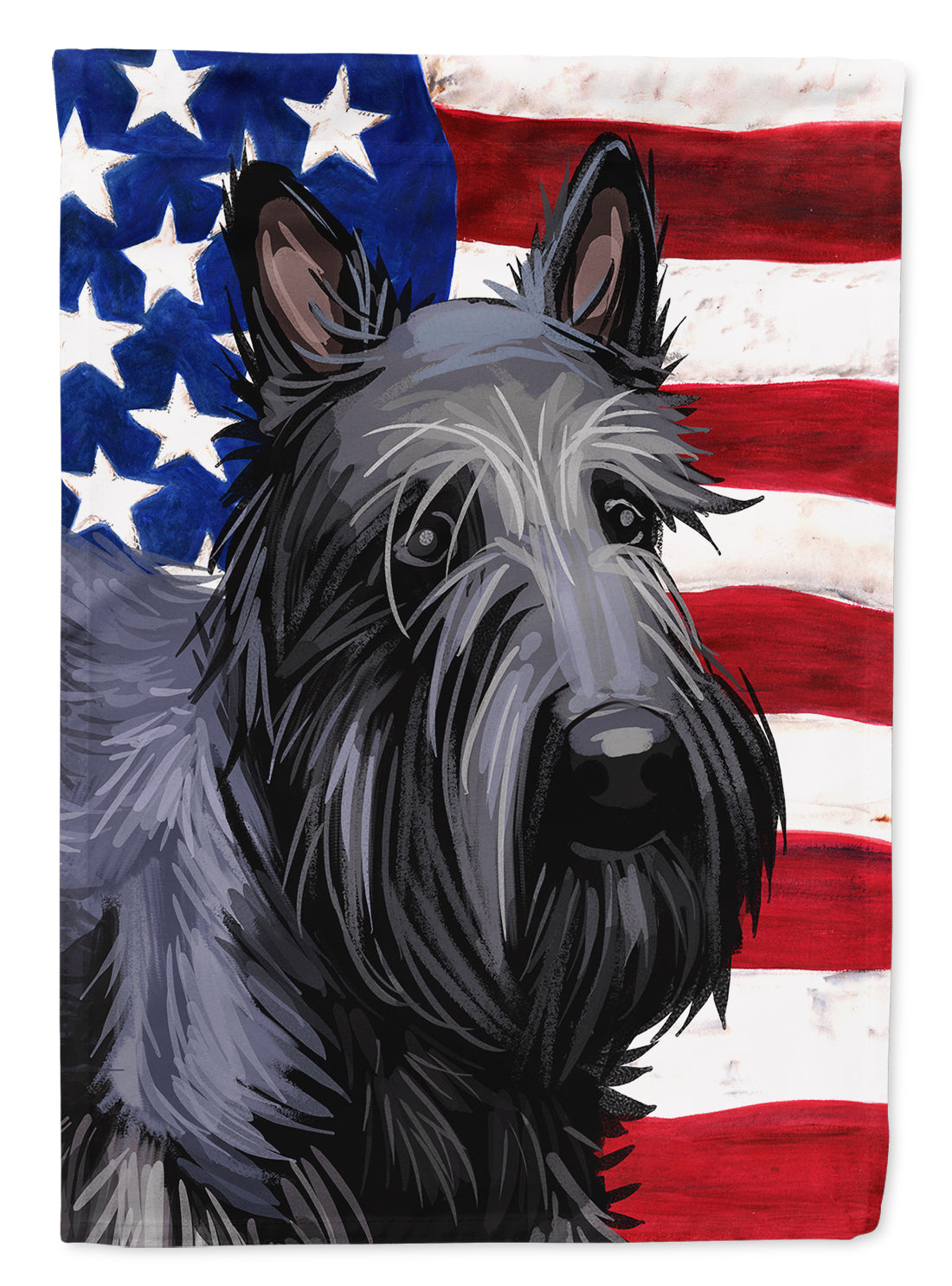 Scottish Terrier Dog American Flag House Flag 28x40 Porch Sleeve Pole Decorative Outside Yard Banner Artwork Wall Hanging, Polyester