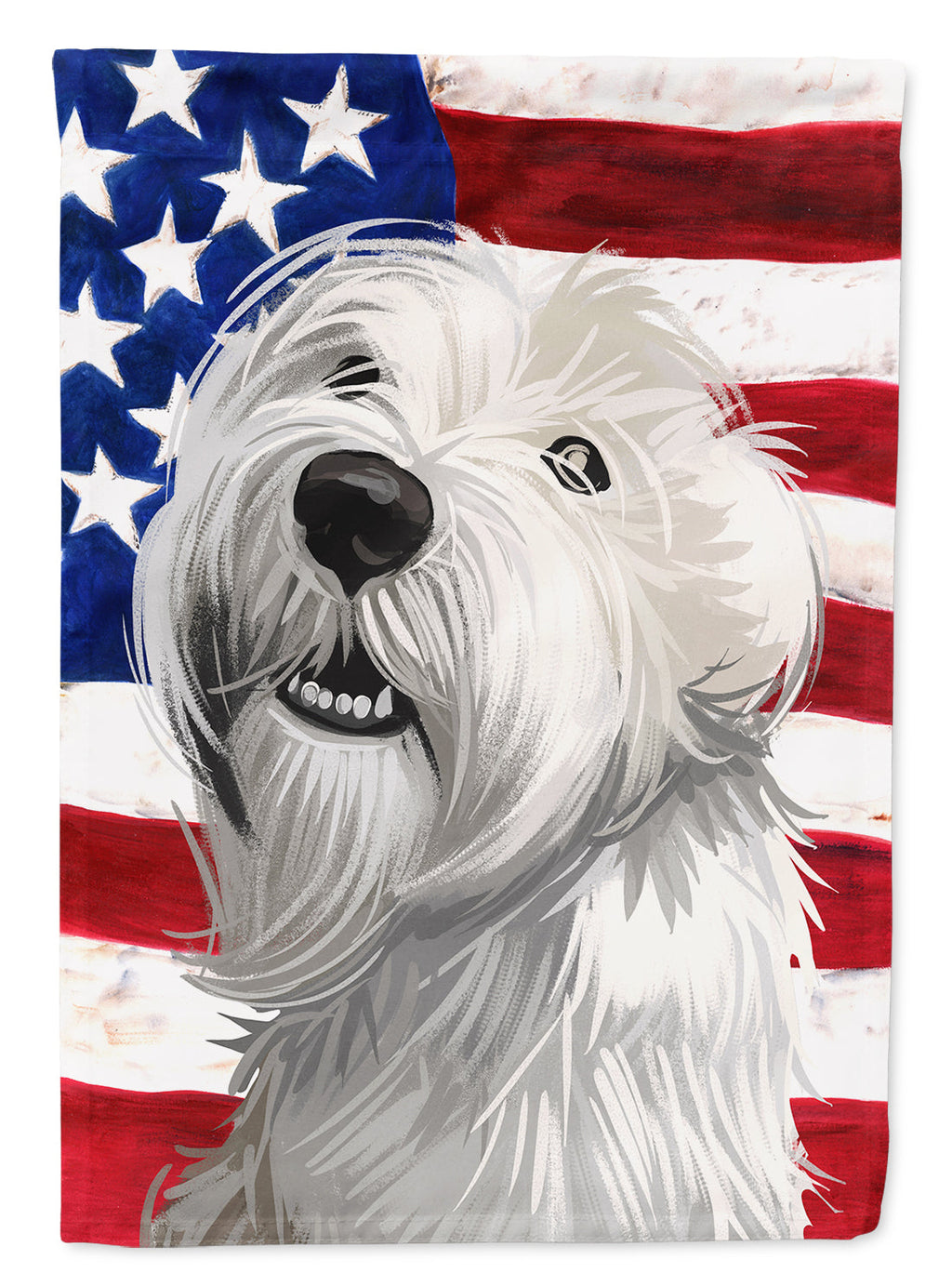 Sealyham Terrier  American Flag House Flag 28x40 Porch Sleeve Pole Decorative Outside Yard Banner Artwork Wall Hanging, Polyester