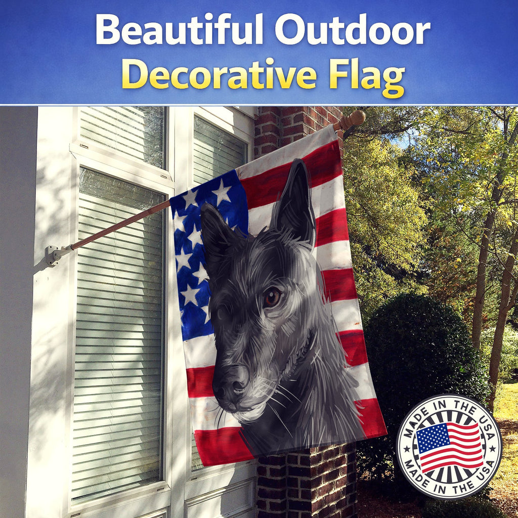 Seskar Seal Dog American Flag House Flag 28x40 Porch Sleeve Pole Decorative Outside Yard Banner Artwork Wall Hanging, Polyester