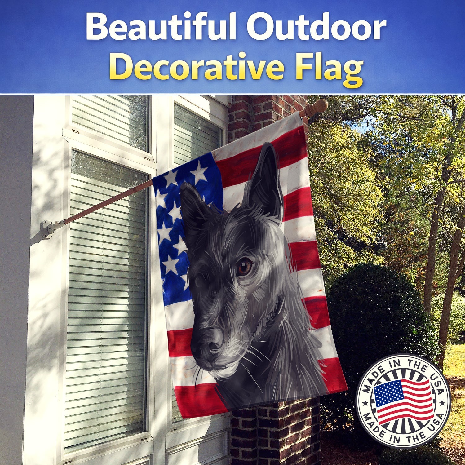 Seskar Seal Dog American Flag House Flag 28x40 Porch Sleeve Pole Decorative Outside Yard Banner Artwork Wall Hanging, Polyester