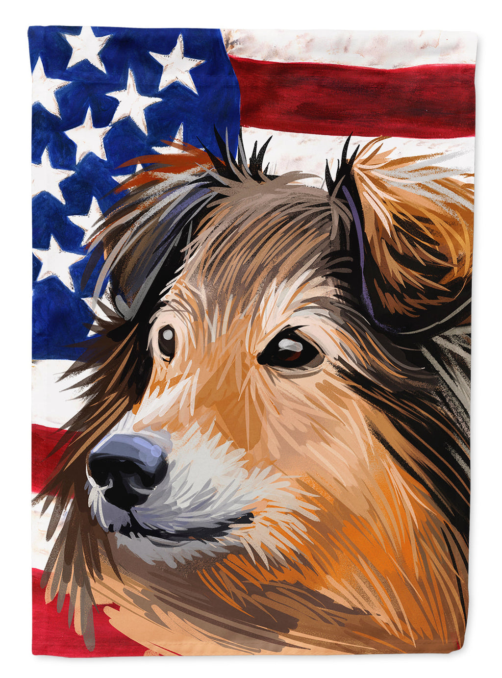 Shetland Sheepdog Dog House Flag 28x40 Porch Sleeve Pole Decorative Outside Yard Banner Artwork Wall Hanging, Polyester