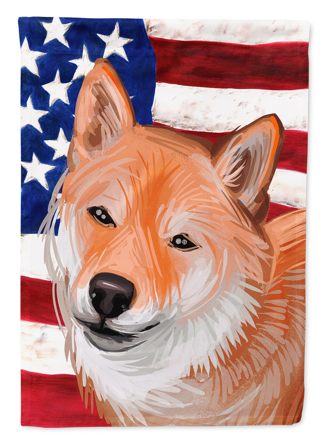Shiba Inu Dog American Flag House Flag 28x40 Porch Sleeve Pole Decorative Outside Yard Banner Artwork Wall Hanging, Polyester
