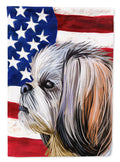 Shih Tzu Dog American Flag House Flag 28x40 Porch Sleeve Pole Decorative Outside Yard Banner Artwork Wall Hanging, Polyester