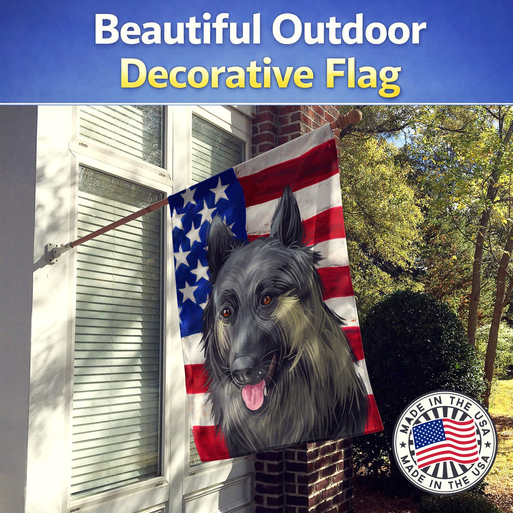 Shiloh Shepherd Dog American Flag House Flag 28x40 Porch Sleeve Pole Decorative Outside Yard Banner Artwork Wall Hanging, Polyester