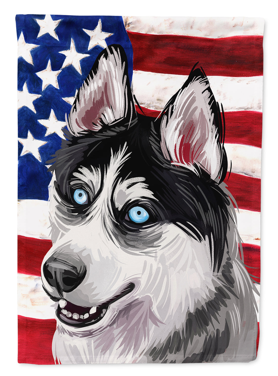 Siberian Husky Dog American Flag House Flag 28x40 Porch Sleeve Pole Decorative Outside Yard Banner Artwork Wall Hanging, Polyester